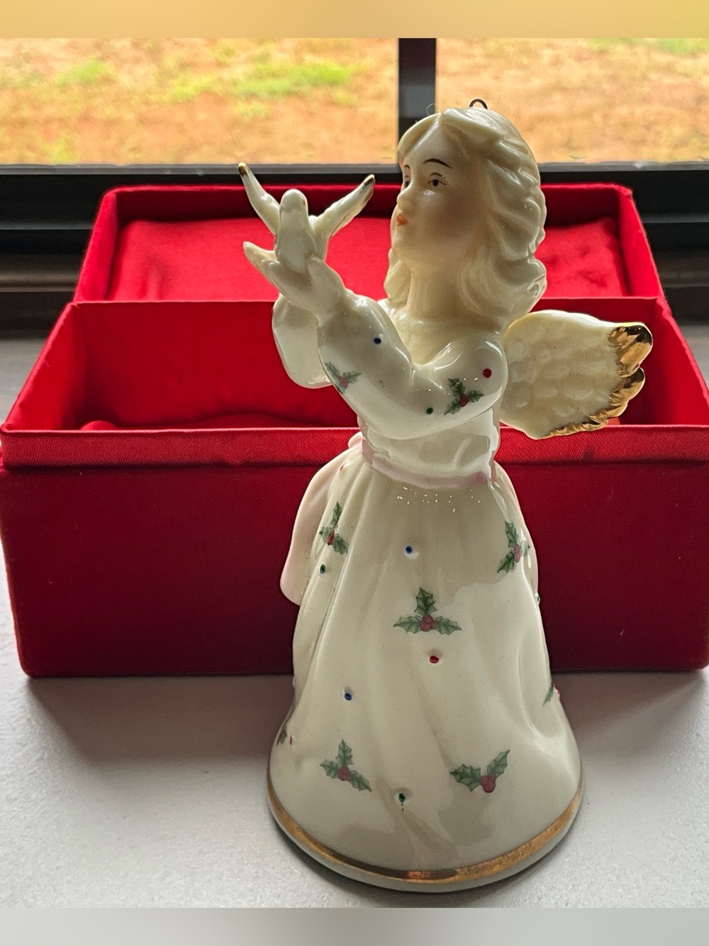 Formalities by Baum Bros Ceramic Porcelain Christmas Angel with Dove in Red Box